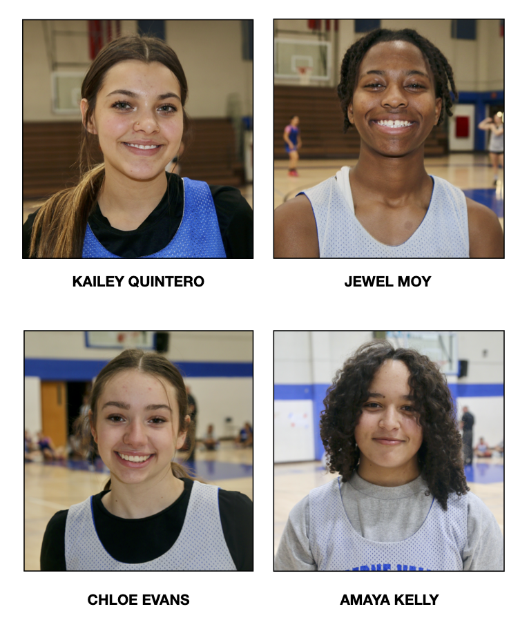 Four girl basketball players